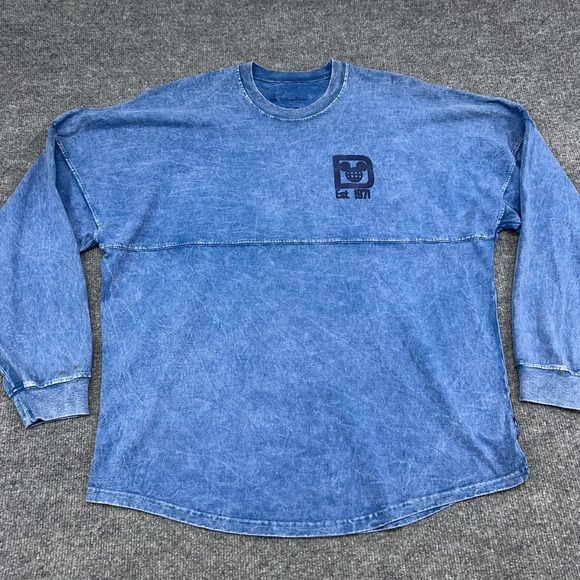 Walt Disney World Parks Spirit Jersey Shirt Adult M Denim Tie Dye Mickey Mouse - Picture 1 of 9